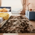 thumbnail image 3 of ZENELESS Indoor Fluffy Rug,5x7 Tie-Dye Brown Fuzzy Non-Slip Carpets for Living Room Bedroom Home Decor, 3 of 6