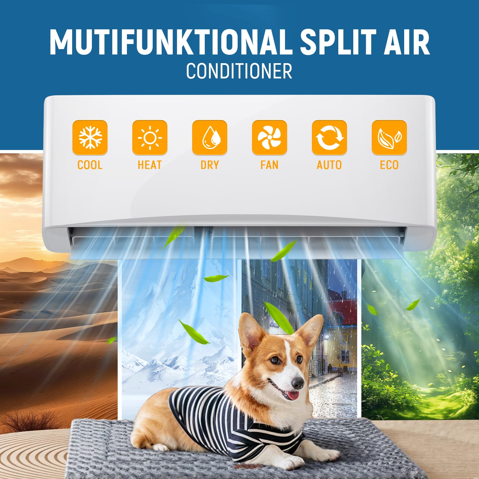 12000 BTU Mini Split Air Conditioner& Heater, Inverter Split AC 17 SEER2 Energy Saving 115V Cools Rooms up to 750 Sq.Ft Remote Control Included