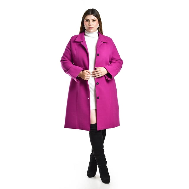Abrigo recto con botones frontales Roman Fashion /Tallas Extras, 3014 (Magenta) fucsia oscuro 36
