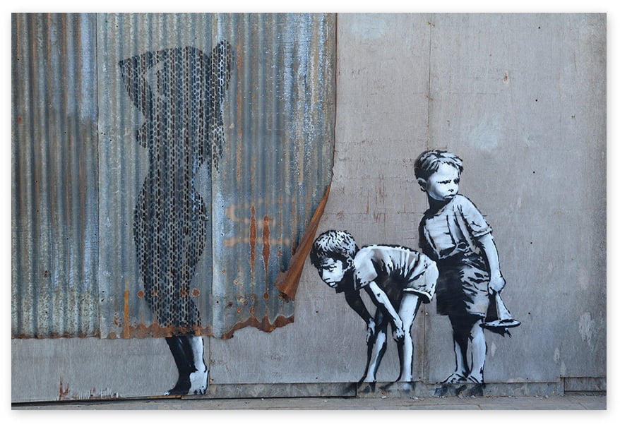 Awkward Styles Funny Street Art Banksy, Banksy Shower Curtain