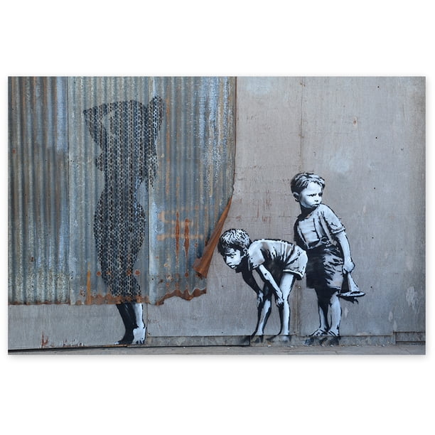 Awkward Styles Banksy Canvas Wall Art Peeping Shower Boys Art Lovers B Day Gifts Banksy Art Graffiti Spray Paint Banksy Printed Canvas Decor Bathroom Wall Decals Funny Street Art Graffiti Art Walmart Com