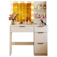 thumbnail image 5 of Hassch 33" Makeup Vanity Desk with 18.9" Lighted and Mirror, Charging Station, 4 Drawers & 2 Shelves, Modern Dressing Table for Bedroom, White, 5 of 6