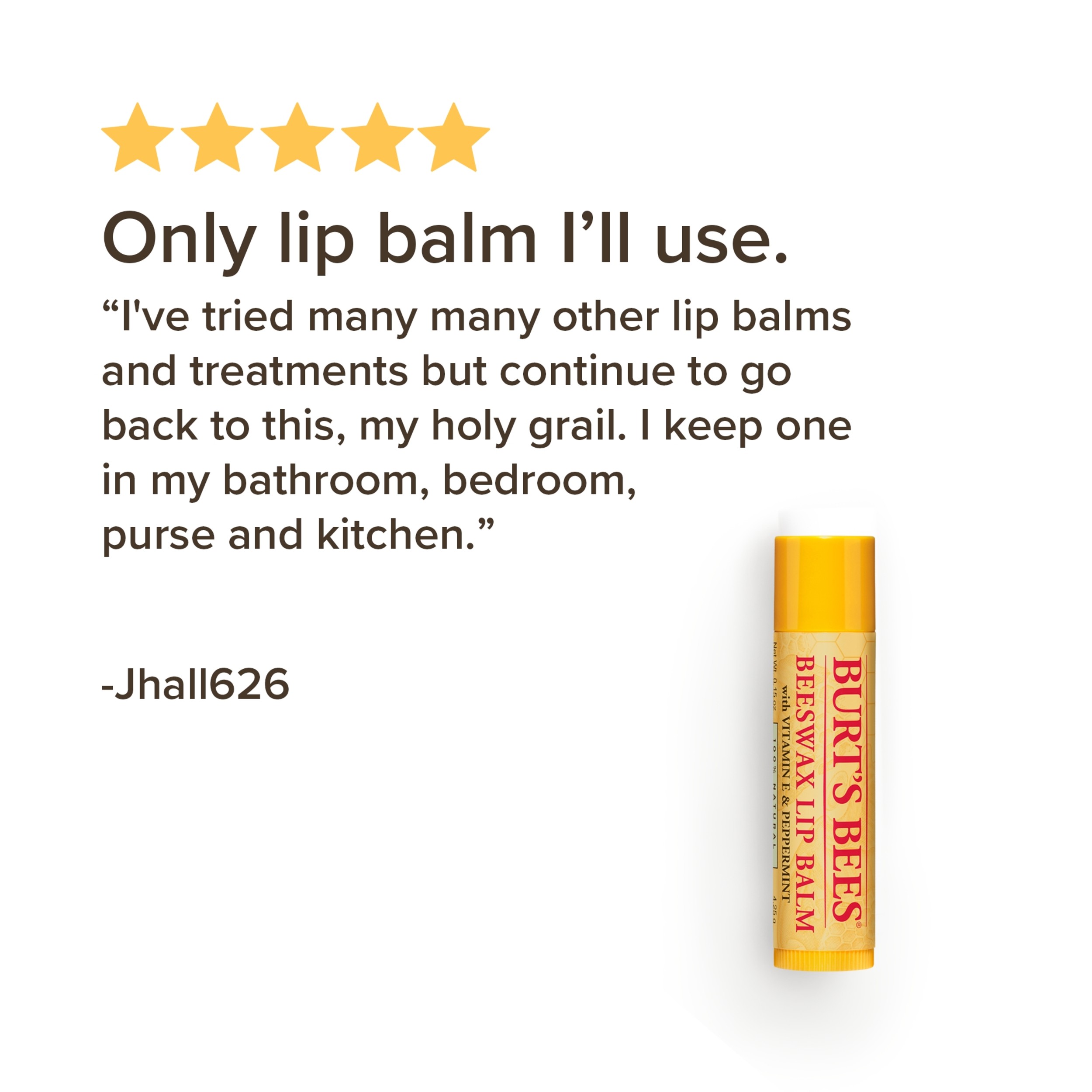 Burt's Bees 100% Natural  Moisturizing Lip Balm, with Beeswax, Vitamin E & Peppermint Oil, 1 Tube - image 4 of 12
