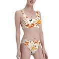 thumbnail image 2 of Vsdgher Womens High Waisted Bikini Sets Two Piece Swimsuit Flower Fox Print Tummy Control Bathing Suit-, 2 of 8