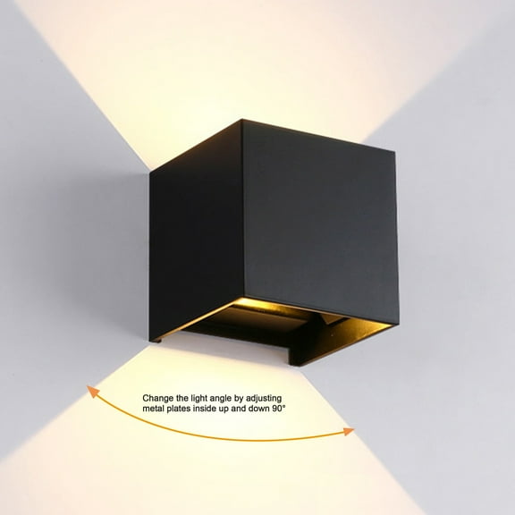 C Cattleya 2-Pack 10W Integrated LED Outdoor Wall Lights 3000K Black Aluminum Adjustable Angle Wall Sconce