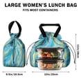 thumbnail image 5 of Teal Gold Marble Drawstring Lunch Bag Women - Drawstring Lunch Bag Insulated for Work Office - Stain-Resistant Large Lunchbags for Women with Multi-Pockets, 5 of 6