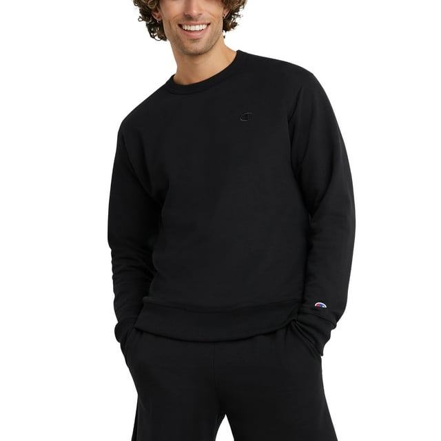 Sudadera Champion Powerblend con cuello redondo para hombre, forro polar, color negro