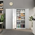 thumbnail image 2 of SOLAURA Metal Storage Cabinet with Locking Doors and 4 Adjustable Shelves, 71"H x 32"W x 16"D Cabinet for Office, Home, Garage, Warehouse(White), 2 of 9