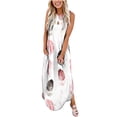 thumbnail image 2 of SMihono Robe Maxi Bohème d'Été pour Femmes Grande Taille Robe Longue Sans Manches Imprimée Col Croisé devant Robe de Plage, 2 of 5