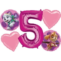 Paw Patrol Girl Balloon Bouquet 5th Birthday 5 pcs - Party Supplies