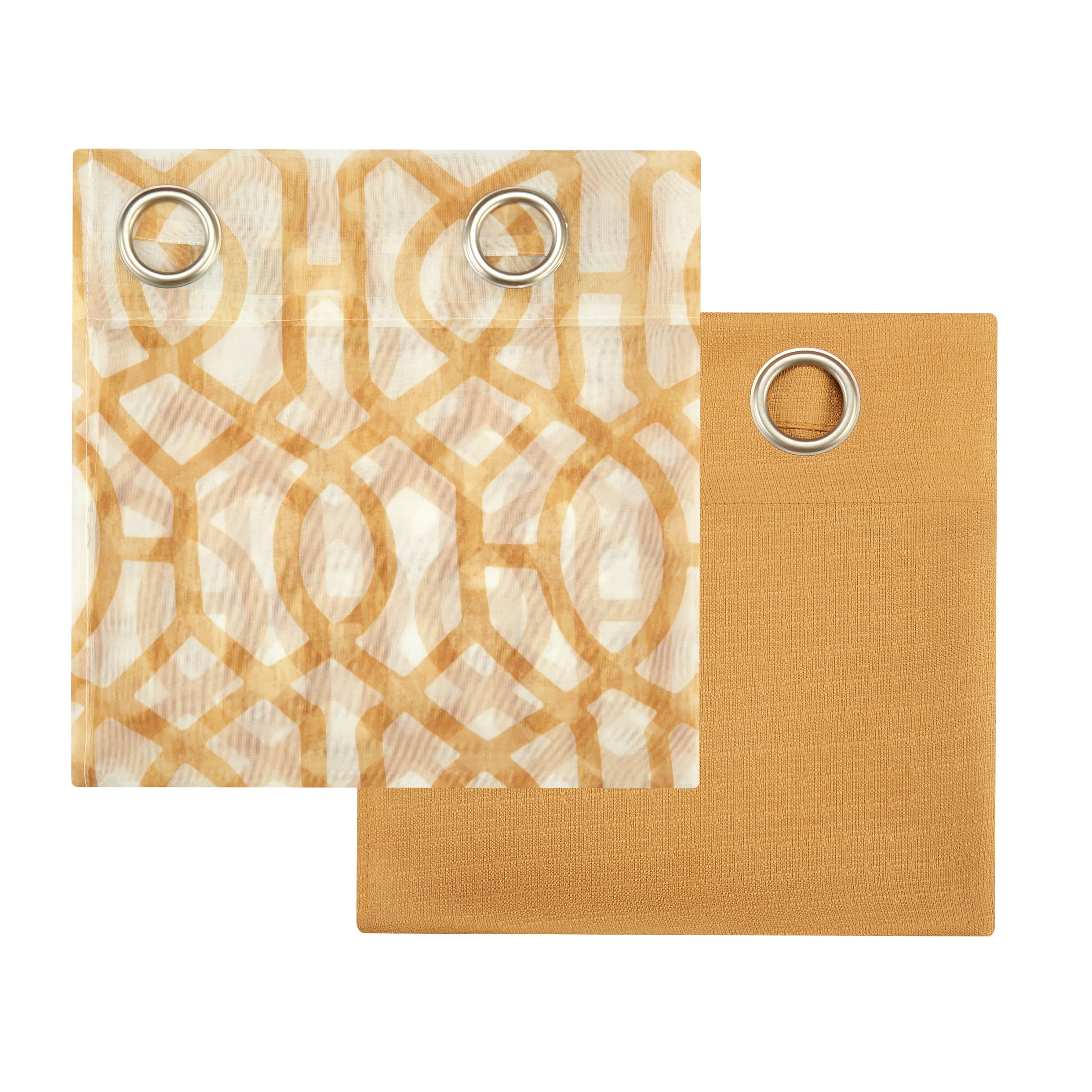 Mainstays Kingswood 4 Piece Curtain Set, Brown Butter, 27.5x63