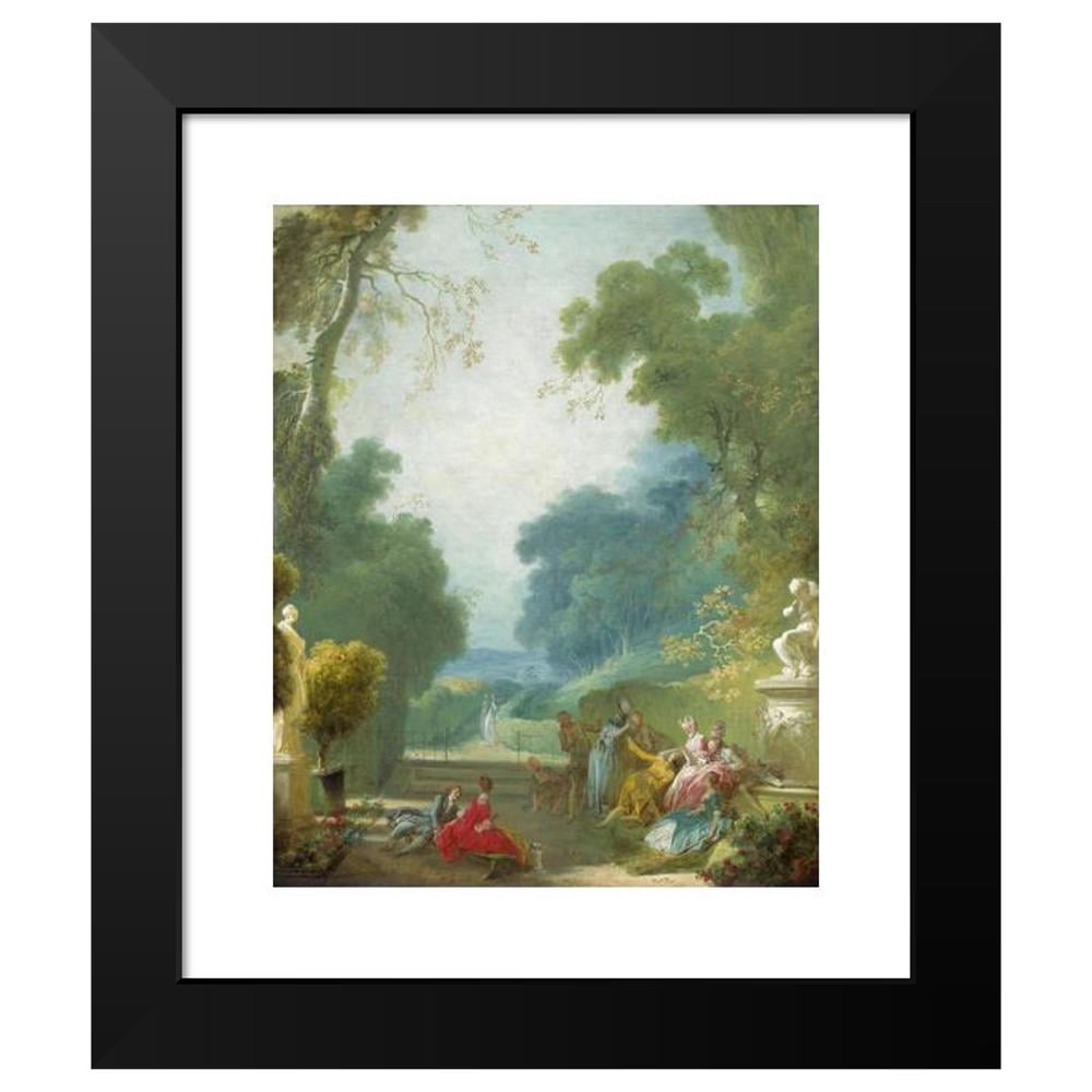 Jean-Honoré Fragonard 12x14 Black Modern Framed Museum Art Print Titled - A Game of Hot Cockles (C. 1775-1780)