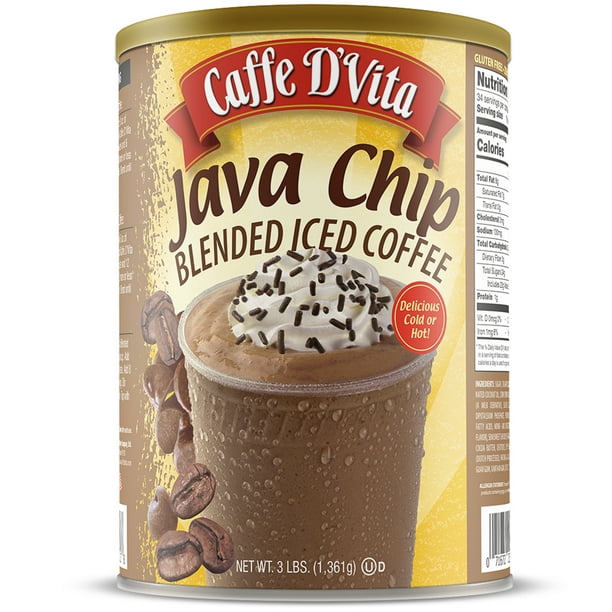 (4 Pack) Caffe D'Vita Java Chip Latte Blended Iced Coffee, 48 oz