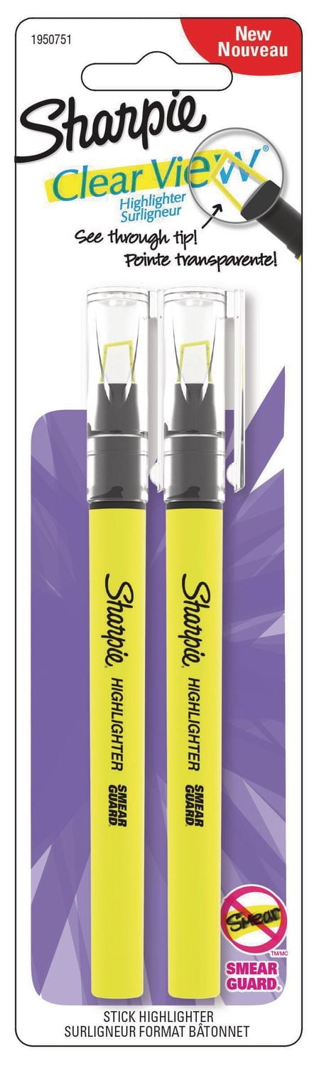 Sharpie Surligneurs Clear View, jaune, Paq. de 2