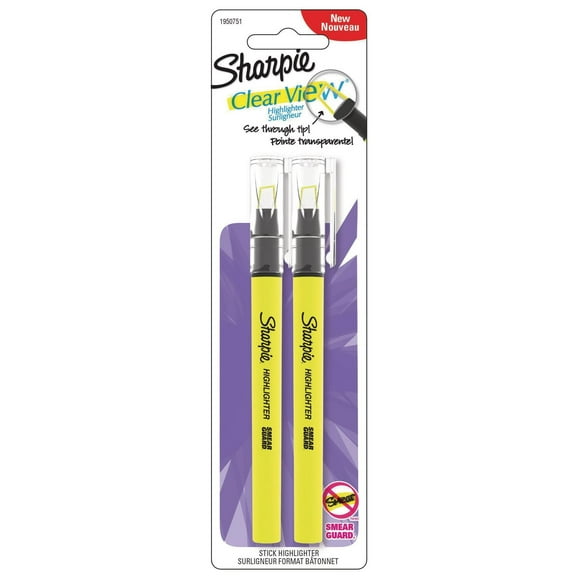 Sharpie Clear View Stick Highlighter, Yellow, 2/Pack