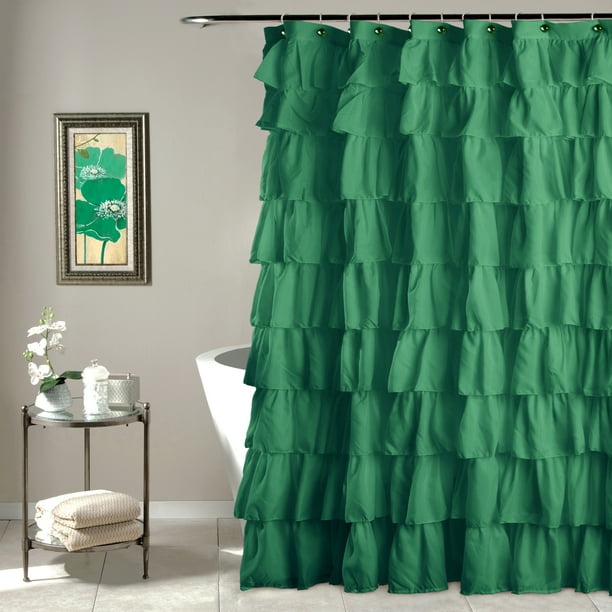 Lush Decor Ruffle Green Shower Curtain, Lush Decor Lace Ruffle Shower Curtain