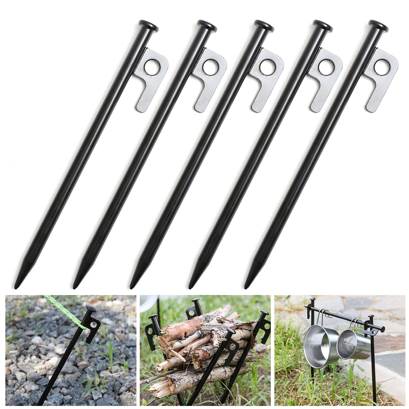 YIFAEUX 5Pcs 20/30/40CM 9MM Tent Stake Heavy Duty Multi-functional Outdoor Garden Yard Camping Tarp Canopy Windproof Ground Spike Metal Tent Peg