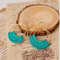 thumbnail image 3 of Raffia Hoop Earrings for Women Girls Fun Boho Summer Beach Earrings Lightweight Handmade Straw Wicker Rattan Dangle Earrings Statement Geometric Round Drop Earrings, 3 of 5
