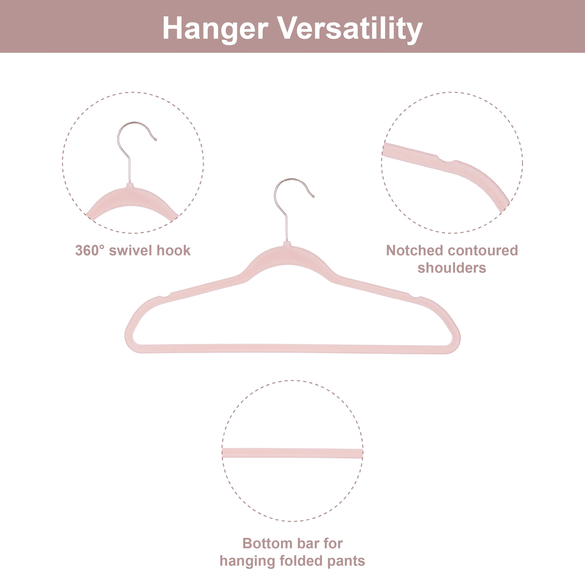 (2 pack) Better Homes & Gardens Pink Ultra Slim Velvet Non-Slip Clothes Hangers, 30-Pack