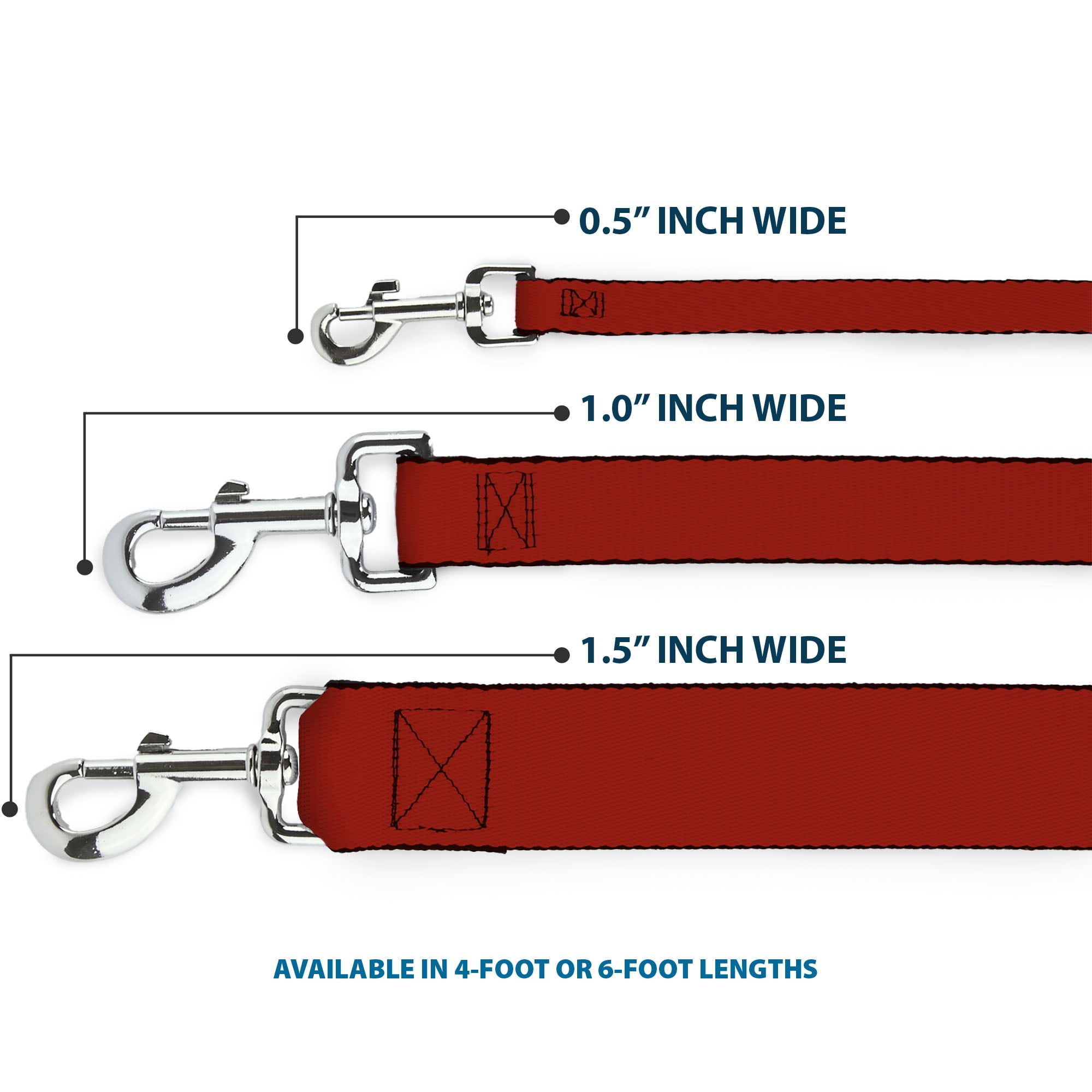 Buckle-Down Pet Leash, Dog Leash, Red Print, 6 Feet Long 1.0 Inch Wide