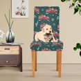 thumbnail image 4 of Yayeee 2 Pack Dining Chair Covers Stretch Parson Chairs Slipcovers Seat Protector, Green Christmas Truck Pattern, 4 of 6