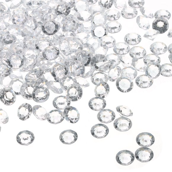 Uxcell 1000 Piezas Rellenos de Diamantes Acrílicos para Jarrones 10mm Cristales Falsos Gemas para Bodas, Diamante de Esparcimiento en Mesa, Transparente
