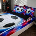 thumbnail image 2 of Manfei Sport Football Zipper Twin Comforter Sets with Fitted Sheet and 2 Pillowcases, Glowing Honeycomb Zipper Bedding Set, Red Blue White, 2 of 7