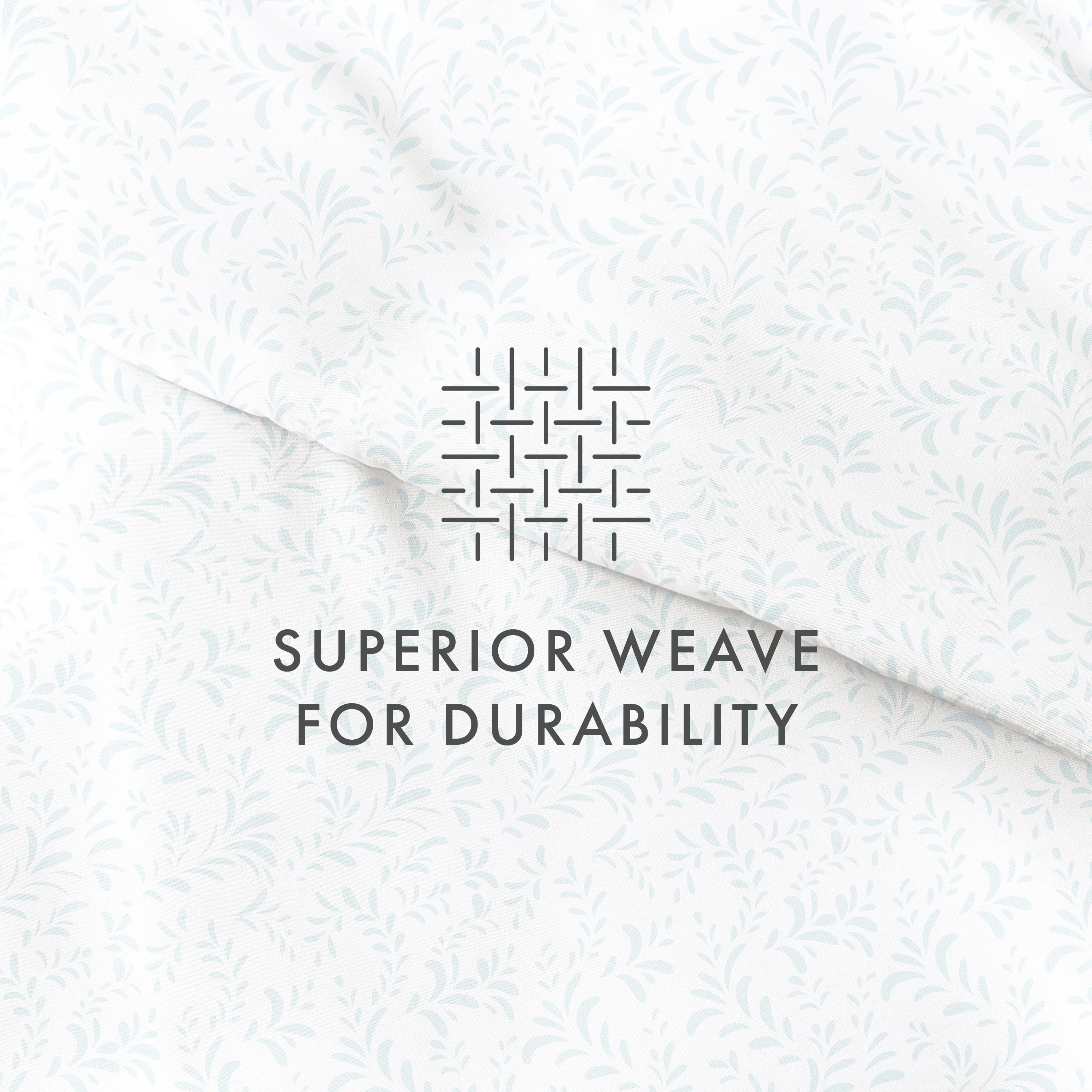 Noble Linens Light Blue Burst of Vines Print 3-Piece Duvet Cover Set, King/Calking