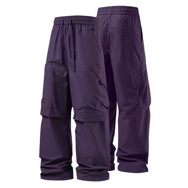 Pantalones largos para hombre, color liso, informales, lisos, a la moda, para exteriores, rectos, cortavientos, de poliéster