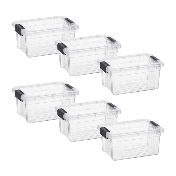 Superio Clear Storage Boxes with Lids, Plastic Container Bins for Organizing, Stackable Crates, BPA Free, Non Toxic, Odor Free, Organizers for Home, Office, School, and Dorm, 1.85 Quart, 6 Pack