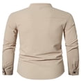 thumbnail image 4 of PENGXIANG Classic Buttoned Henley Shirt for Men with Retro Cotton Linen Fabric, 4 of 5