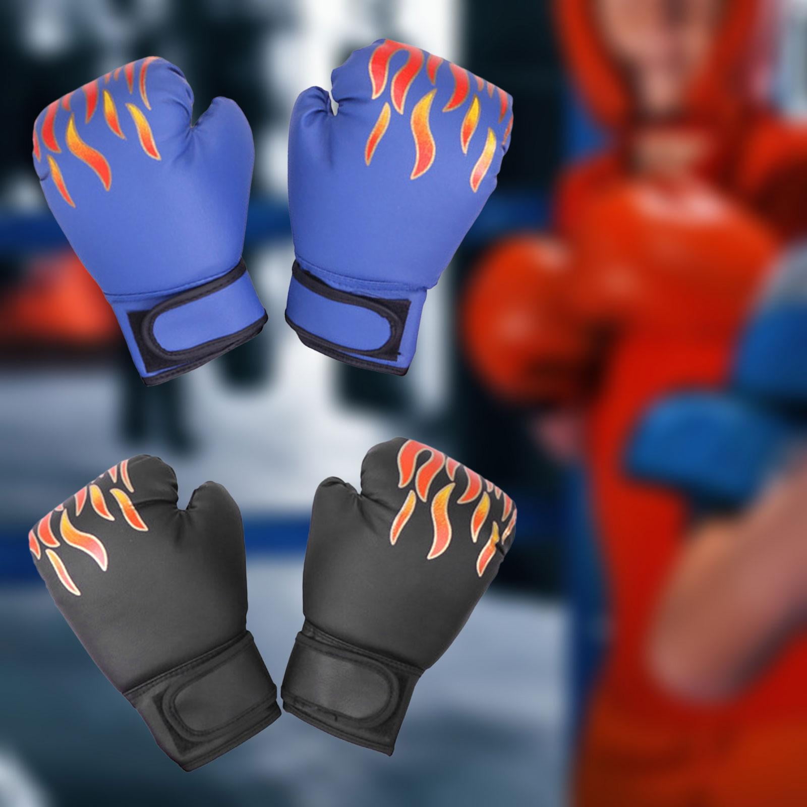 Baoblaze 2 Pair of Kids Boxing Gloves Beginners Home Gym Punching Bag Sparring Gloves Black and Blue