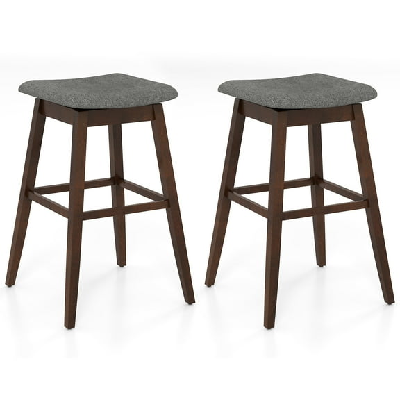 Gymax Set of 2 Swivel Bar Stools 30'' Bar Chairs w/ Padded Contoured Seat & Footrest