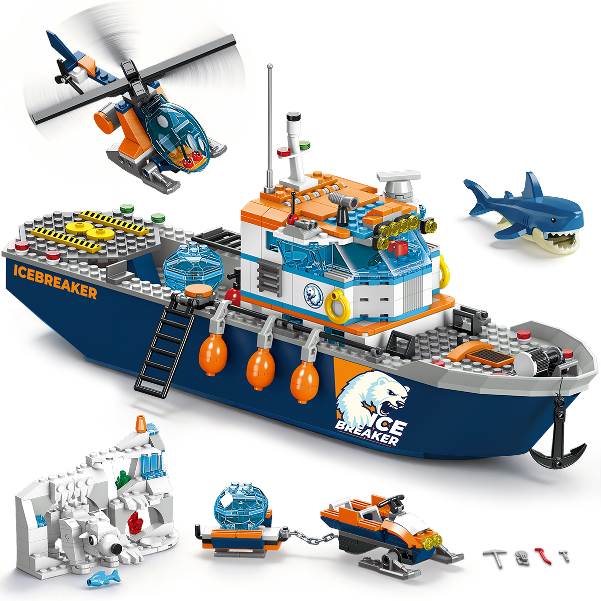 Simarrant Arctic Icebreaker Ship Building Set with Helicopter photo 7