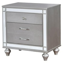 Furniture of America Xulu Contemporary Solid Wood 2-Drawer Nightstand in Silver