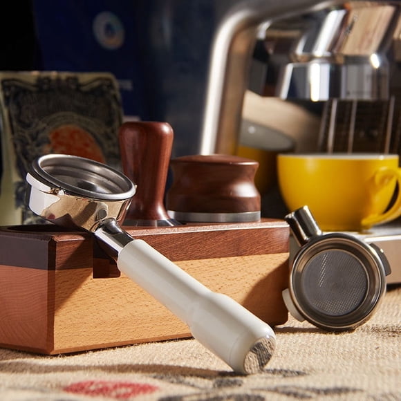 Mango de cafetera E61, cabezal de preparación universal de 58 mm, acero inoxidable, madera maciza, aparato de café italiano, mango sin fondo