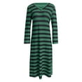 thumbnail image 4 of Conairie Maxi Dresses for Women Stripes Print Crew Neck Loose Elegant Long Sleeve Dress Lightweight Wedding Guest Swing Dress Green XL, 4 of 5