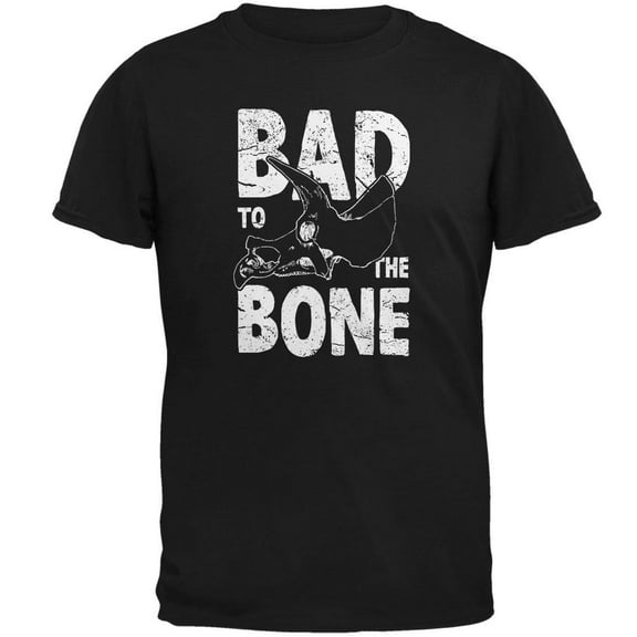 Dinosaur Triceratops Bad to the Bone Mens Soft T Shirt Black LG