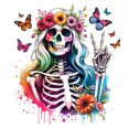 thumbnail image 1 of Adhesivos de pared coloridos con forma de esqueleto, flor, corona y calavera,, 1 of 2