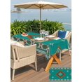 thumbnail image 4 of Outdoor Tablecloth with Umbrella Hole and Zipper, Teal Brown Boho Rectangle Table Cloth 60x120 Inch Waterproof Tablecloth, Abstract Aztec Tribe Ethnic Geometric Picnic Table Cover for Patio Camping, 4 of 7