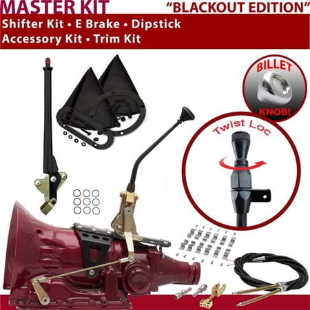 American Shifter 4L80E Shifter Kit Black 10 in. E Brake Cable Clamp Trim Kit Dipstick for EF5E3