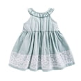 thumbnail image 1 of Felwors Robe d'Été pour Filles à Bretelles Sans Manches à Basque Col Ras du Cou Ourlet en Dentelle Évasée Décontractée Sortie, 1 of 8