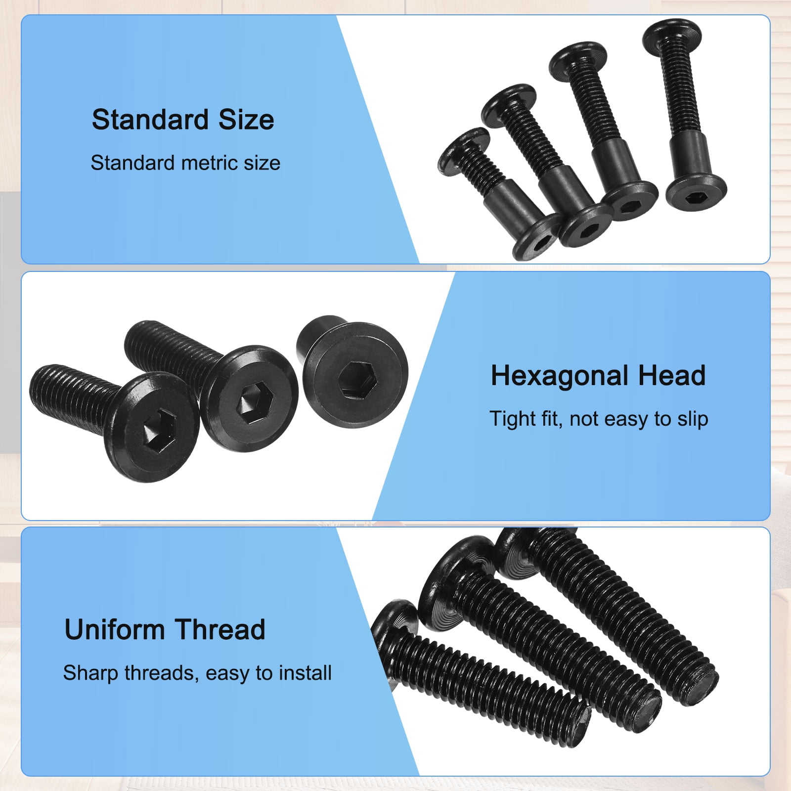 Uxcell 20-Pack Hex Drive Socket Cap Bolt M8 x 16mm Carbon Steel for Furniture