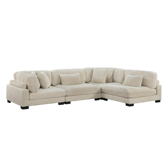 Lexicon Traverse 4-Piece Upholstered Corduroy Fabric Modular Sectional in Beige