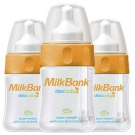 MilkBank - 5 oz Vented Baby Feeding Bottles 3-Pack, BPA-Free