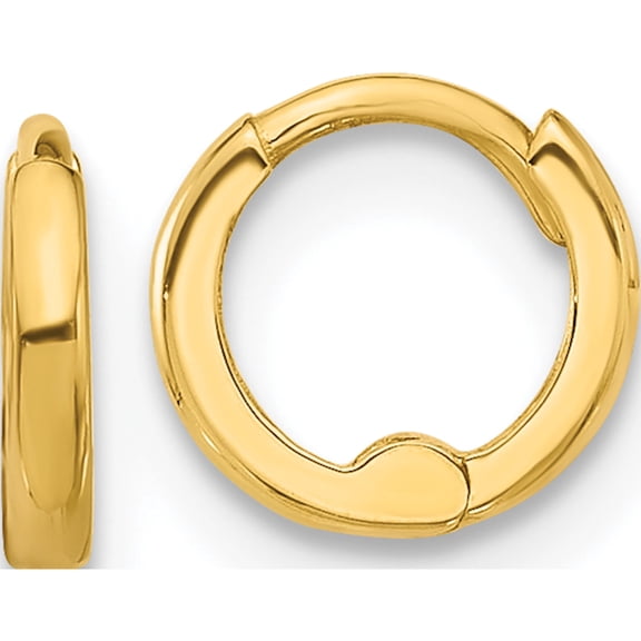 14K Yellow Gold Polished 1.45X7.5Mm Hinged Huggie Hoop Earrings (Width 8) (Length 7.4) - Jbsp