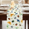 thumbnail image 3 of Table Runners 70 Inches Long Dress Scarves, Spring Butterfly Dragonfly Farmhouse Coffee/Dining/Kitchen Table Decor, Holiday Table Runner, Beige Botanical Floral Rustic 13x70 Inch, 3 of 9