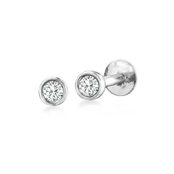 Pure Collection by Ross-Simons 0.10 ct. t.w. Bezel-Set Diamond Flat-Back Stud Earrings in Sterling Silver, Women's, Adult