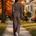 thumbnail image 5 of Cargo Jumpsuit for Women V-neck Long Sleeved Pants With Multiple Pockets Jumpsuit for Fall Winter, 5 of 8