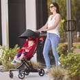 thumbnail image 2 of Evolur Roamer Ultra Light Umbrella Stroller in Red, Quick One-Hand Easy Fold Travel Stroller, Five Point Safety Harness, Adjustable & Removable Canopy, Lightweight Aluminum Frame Baby Stroller, 2 of 5